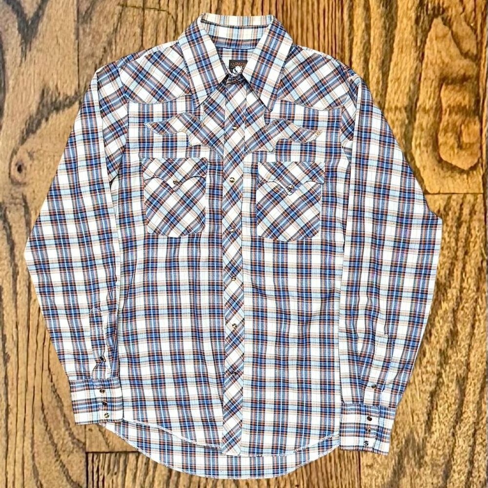 Vintage Plaid Pearl Snapped Rockabilly Long Sleeve Western Shirt